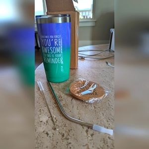 Thermal Hot/Cold Tumbler -Masgalacc w/SS Straw, Brush, Coaster